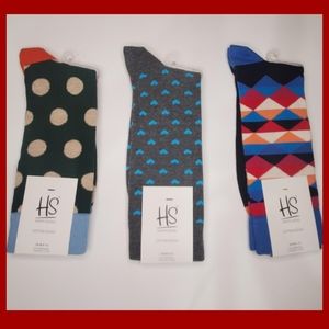 🆕️ 3 Pairs Happy Socks US Sock Size Men 8-12 ( Stripe/Hearts)